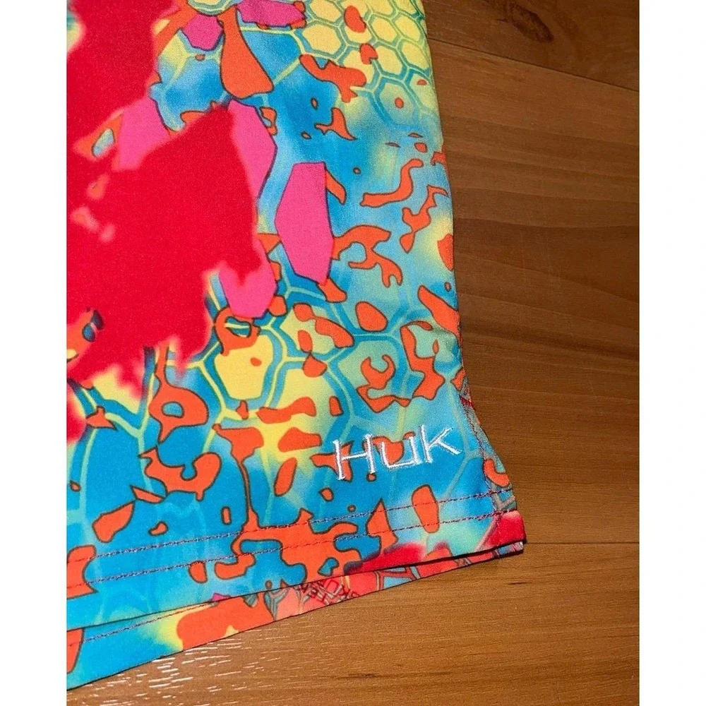 Mens Huk Fishing Freeman Swim Beach Drawstring Colorful Board Shorts
